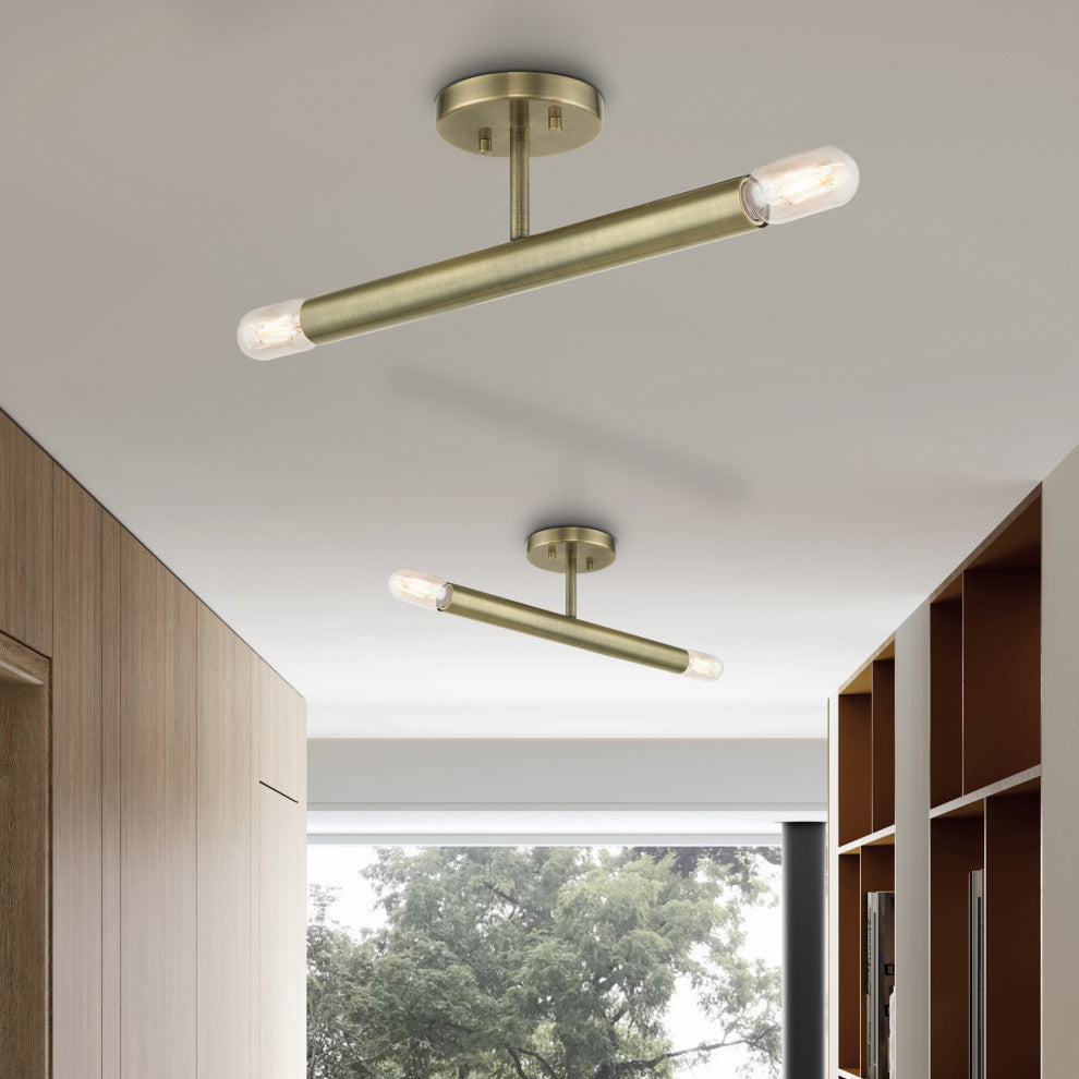 Copenhagen 2-Light Antique Brass Semi-Flush