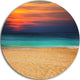 Sand To Sky Colorful Seashore, Modern Beach Disc Metal Artwork, 11"