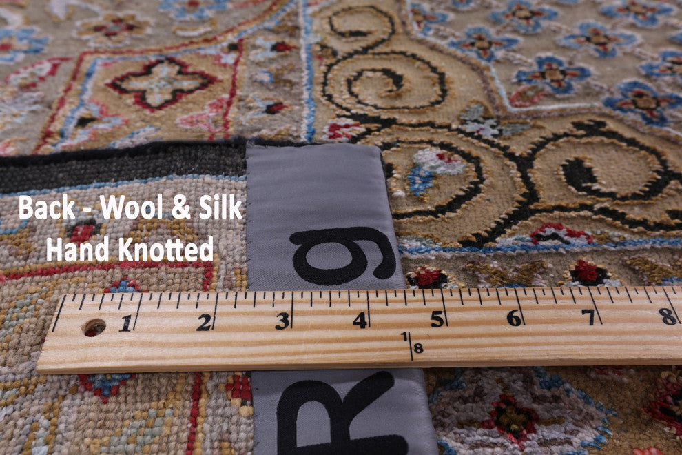 8' 11" X 11' 10" Persian Wool and Silk Hand Knotted Rug Q5963