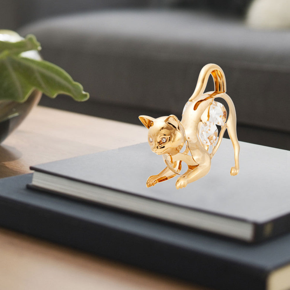 Matashi 24K Gold Plated Cat on Prowl Ornament