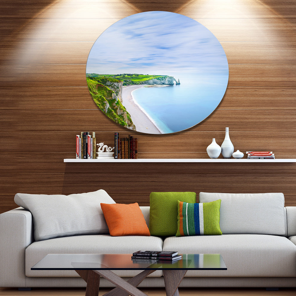 Etretat Aval Cliff And Rocks Normandy, Beach Disc Metal Wall Art, 11"
