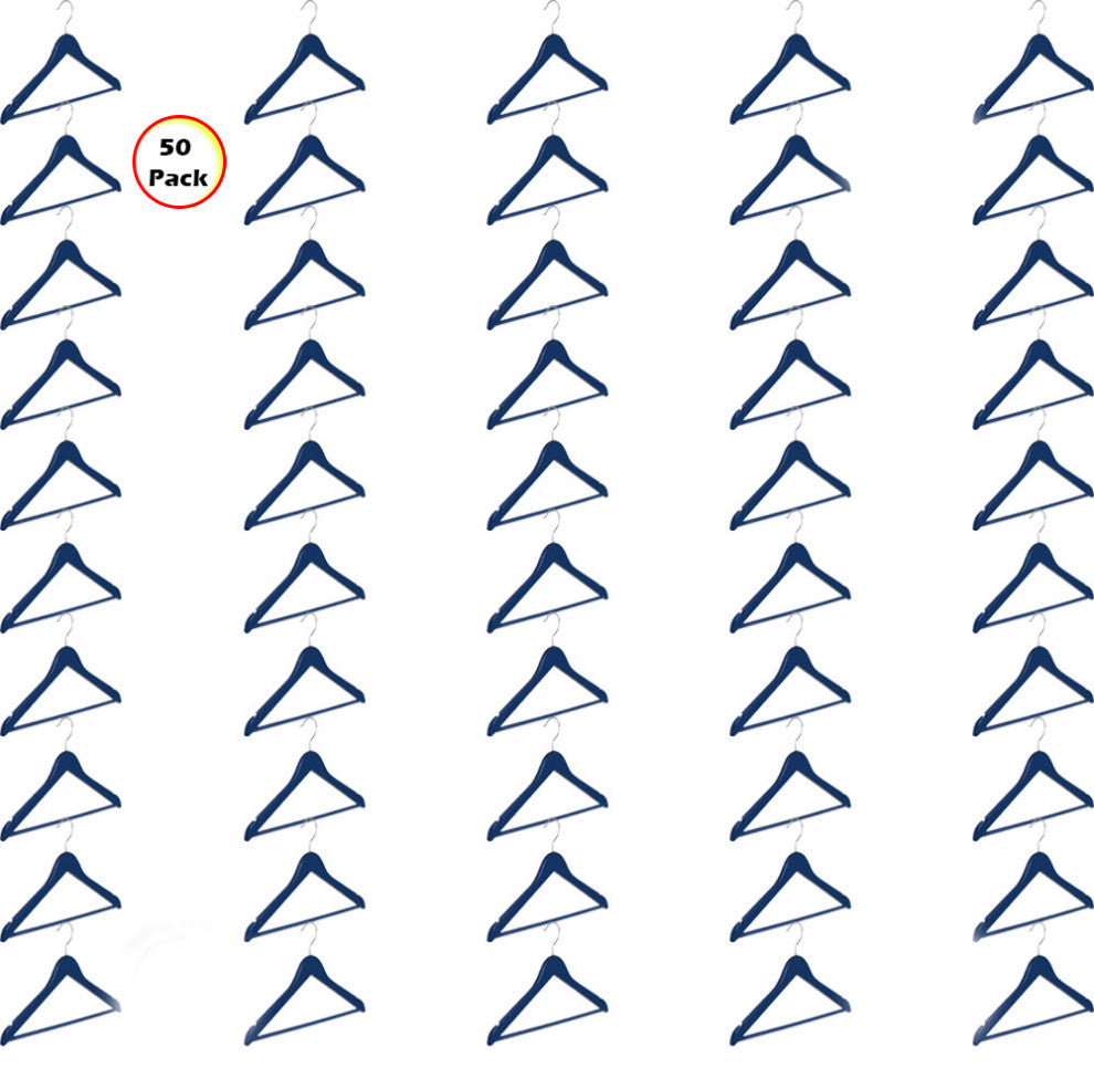 Abs plastic Clothes/Suit Hangers, Perfect for Dresses Blouses&Pants, Shirts, Navy, 50-Pack