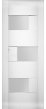 Slab Door Panel Opaque Glass / Sete 6933 White Silk / Finished Doors, 36" X 80"