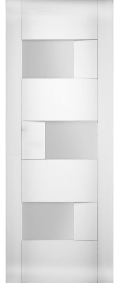 Slab Door Panel Opaque Glass / Sete 6933 White Silk / Finished Doors, 36" X 80"