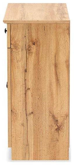 Oak Brown Finished Wood 2-Door Buffet Kitchen Cabinet