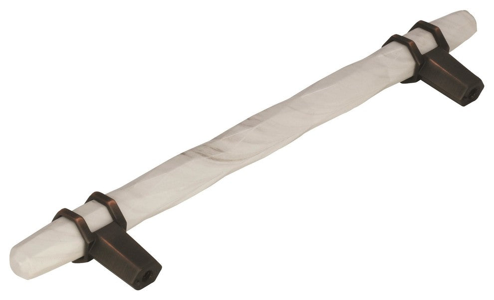 Carrione Cabinet Pull, Marble White/Oil-Rubbed Bronze, 6-5/16" Center-to-Center
