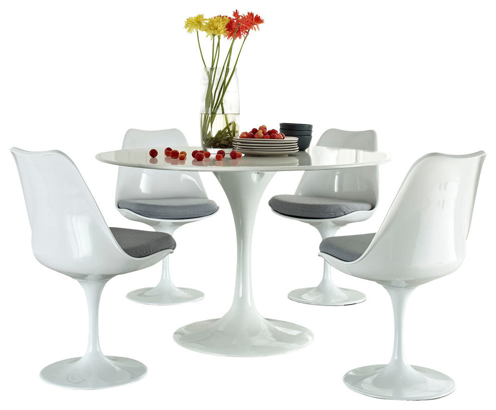Modern Gray Tulip 5 Piece Fiberglass Dining Set