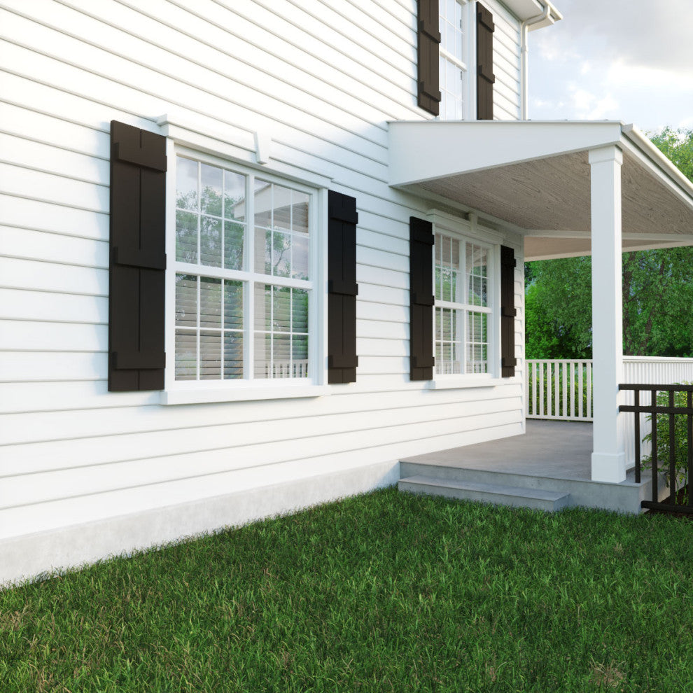 Rustic 2 Board Joined B-N-B Faux Wood Shutters, Smooth, 11x60"