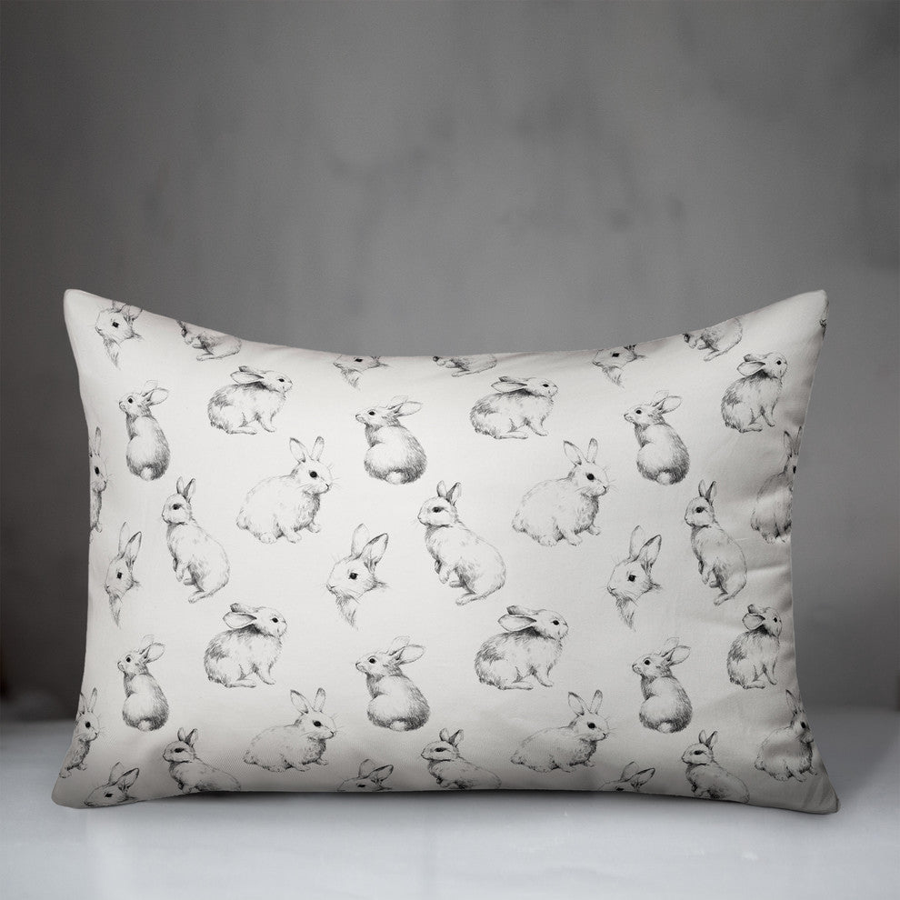 Sketch Bunny Pattern 14x20 Lumbar Pillow