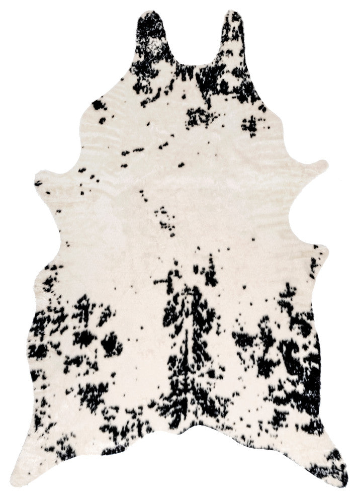 Nuloom Marcia Machine Washable Faux Cowhide Area Rug, Black 5'x6'7"