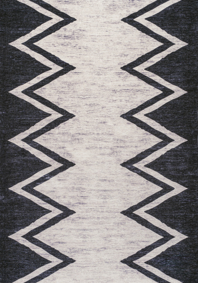 Siksak Modern Chevron Border Area Rug, 3x5