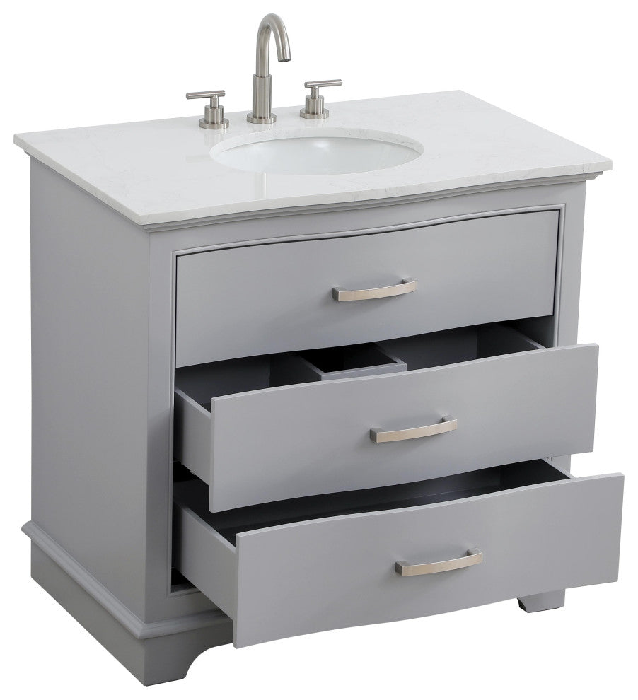 Home Living Knox 36" Single Bathroom Vanity, Grey