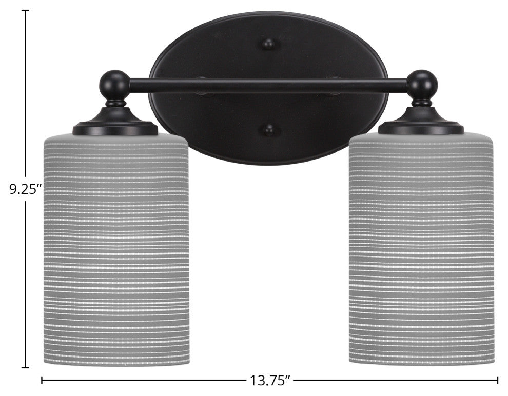 Capri 2-Light Bath Bar, Matte Black/Gray Matrix