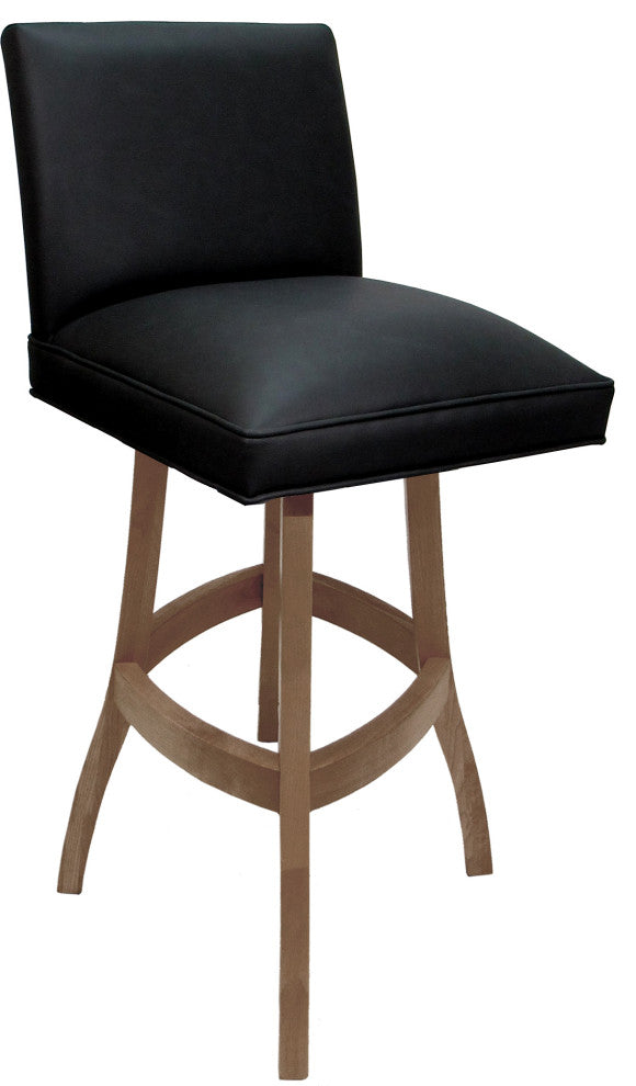 Swivel Wood Counter, Bar or Extra Tall Stool - Sommerville on S-Base, Black Vinyl - Cashew, 30"