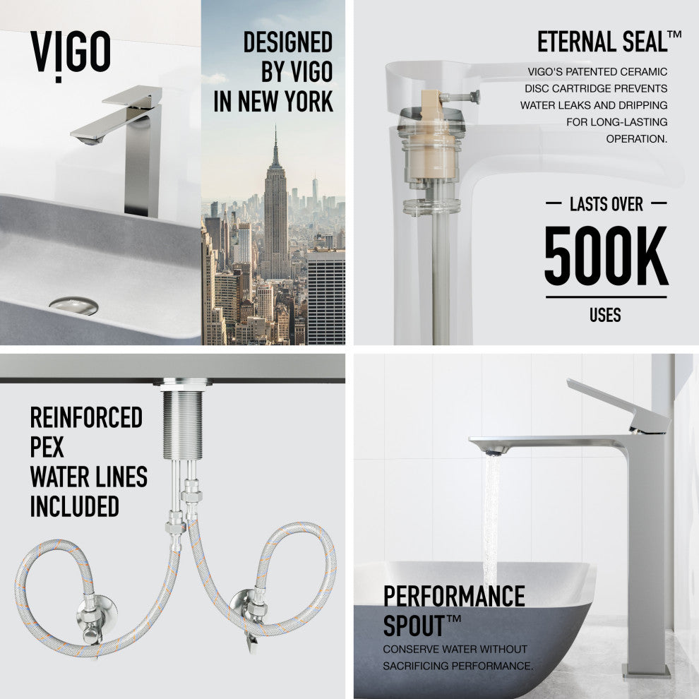 VIGO Dunn 11" H Single Handle Single Hole Bathroom Vessel Faucet, Brushed Nickel