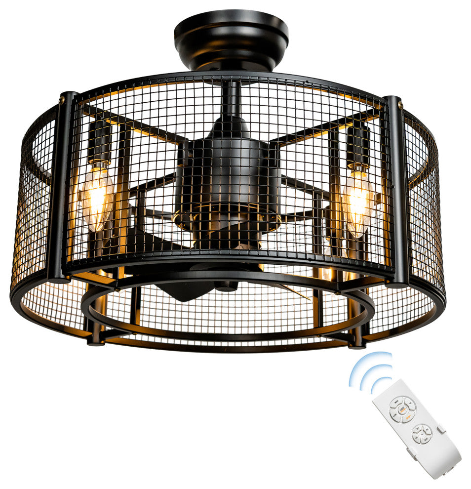 Costway Ceiling Fan with Light Enclosed w/ 5 Blades & Remote Control Black