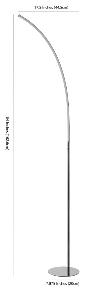 Curva 64" Metal Minimalist Modern LED Integrated Floor Lamp, Chrome