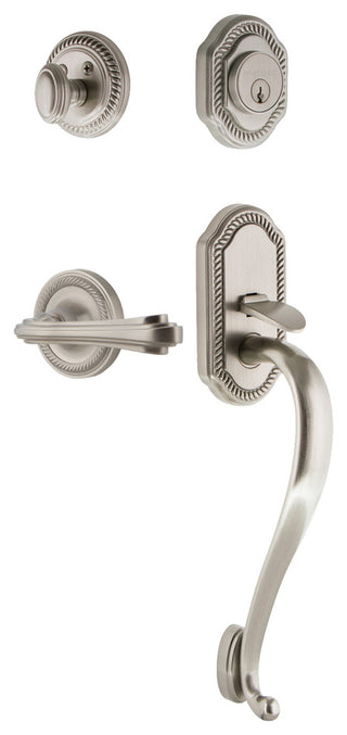 Rope Plate S Grip Entry Set Fleur Lever, Satin Nickel, 2-3/8", Right