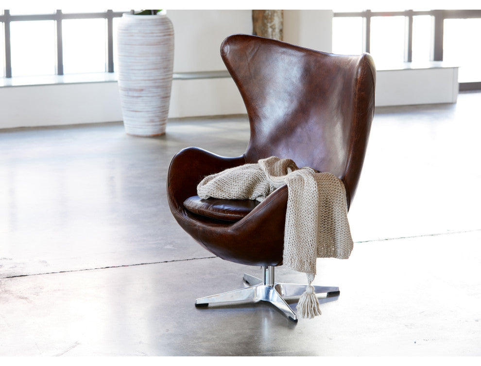 First of A Kind St Anne Swivel Club Chair Cappuccino Brown Leather
