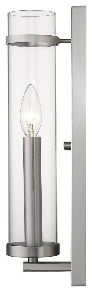 Cylinder Shaped with Tall Backplate Satin Nickel Wall Sconce