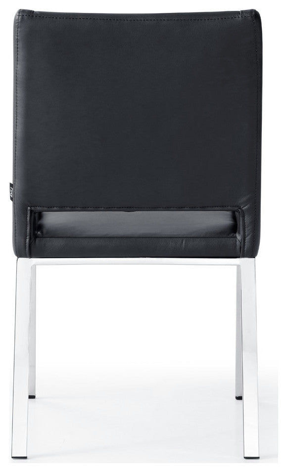 Modern Fiore Dining Chair in Black Leatherette and Chrome