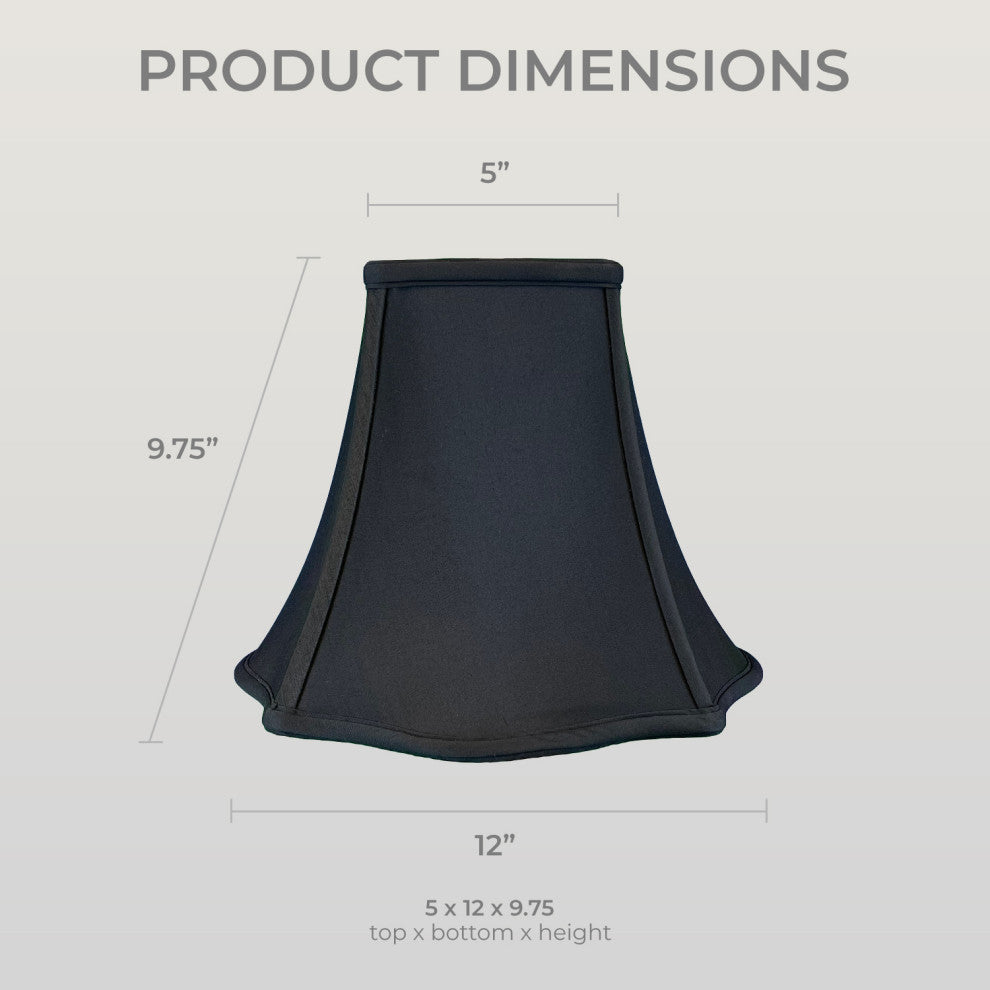 Royal Designs Fancy Square Bell Basic Lamp Shade, Black, 5x12x9.75, Set of 2