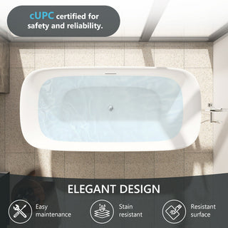 Sarnia Flat Bottom Freestanding Acrylic Soaking Bathtub, 59"