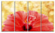 Hibiscus Flower with Lit up Background, Floral Canvas Artwork, 48"x28", 4 Panels