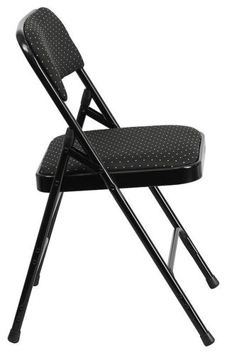 2 Pack HERCULES Triple Braced & Double Hinged Upholstered Folding Chair, Black Pattern