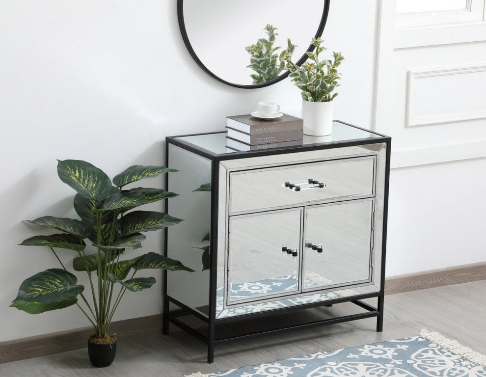 Jesse 28.5" Mirrored Cabinet, Black