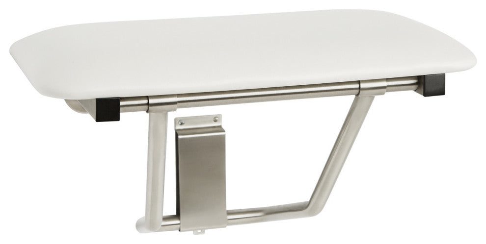 Padded Folding Wall Mount Shower Seat Bench, White, 18