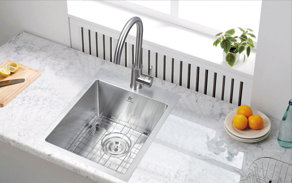 Drop-in Topmount 304 Stainless Steel, Single Bowl, 15x20x9, With Grid