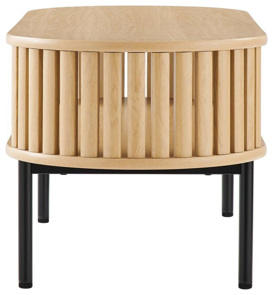Modway Fortitude Oval Wood Coffee Table with Open Storage in Oak