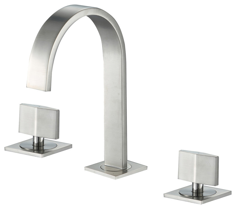 Luxier WSP05-T 2-Handle Widespread Bathroom Faucet with Drain, Brushed Nickel