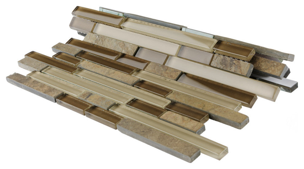 Tessera Piano Glass and Stone Mosaic Wall Tile, Brixton, Brixton