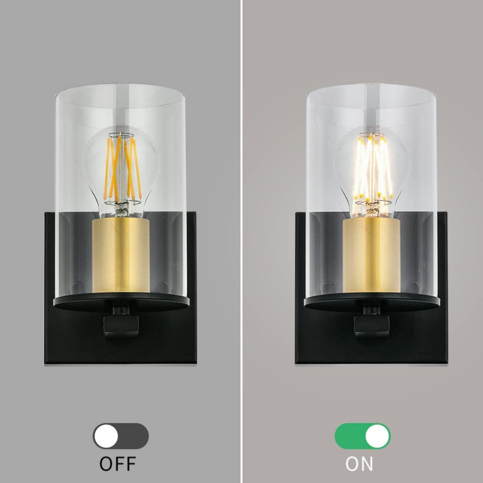 Matte black vanity wall light fixture industrial glass wall lamp