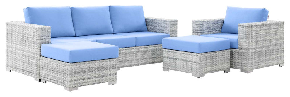 Convene 4-Piece Outdoor Patio Set - Light Gray Light Blue