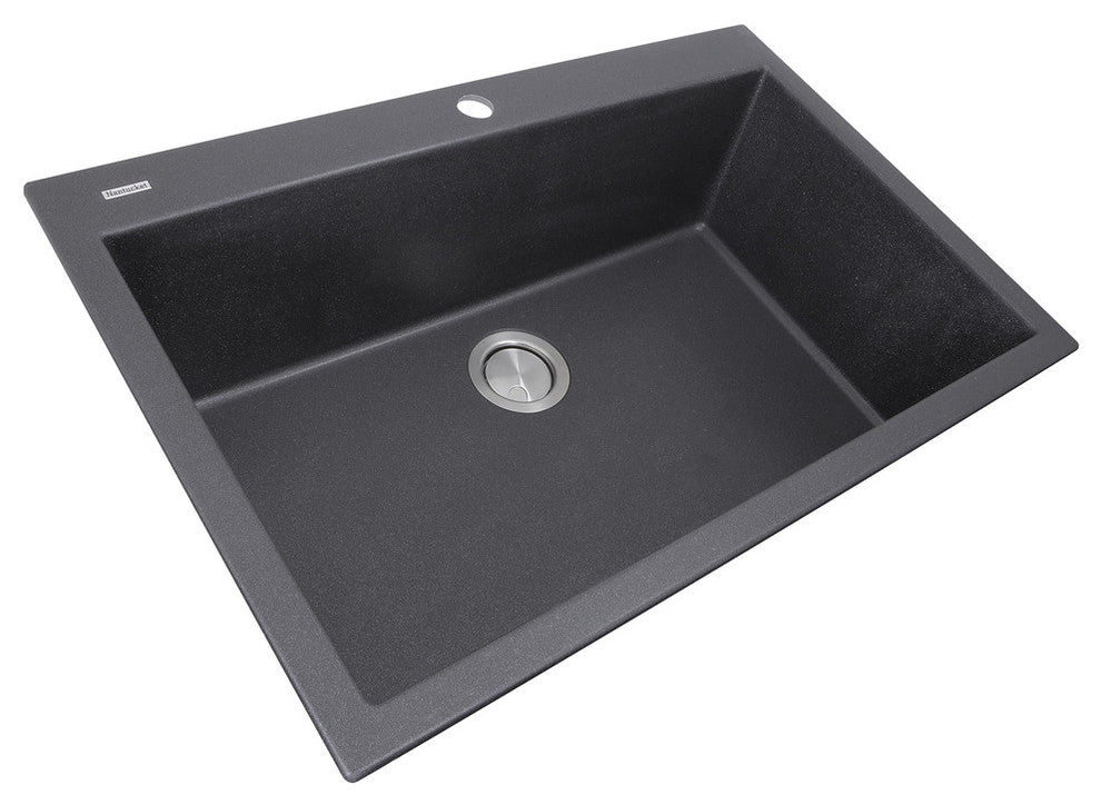 Nantucket Sinks 33" Dual Mount Granite Composite Sink, Black