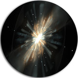 Fractal Star Galaxy, Abstract Digital Art Disc Metal Artwork, 23"