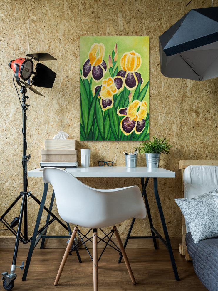 Marmont Hill, "Irises" by Nicola Joyner Painting Print on Wrapped Canvas, 40x60