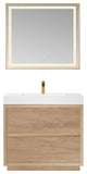 Huesca Bath Vanity, Integrated Sink Top, North American Oak, 36", With Mirror
