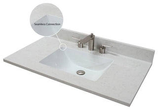 37" Single Sink Vanity, White With Engineered Stone Top