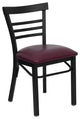 Dyersburg Metal Chair Black Ladder Back, Burgundy Vinyl Seat