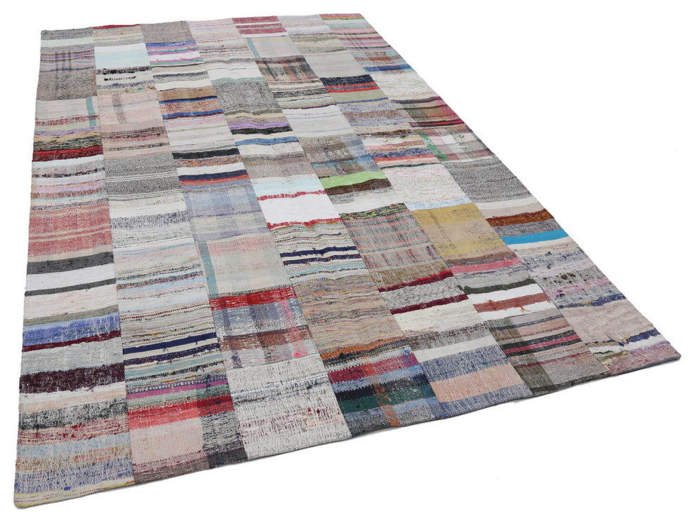 Rug N Carpet - Handmade Turkish 6' 7'' x 9' 9'' Rustic Patchwork Kilim Rug
