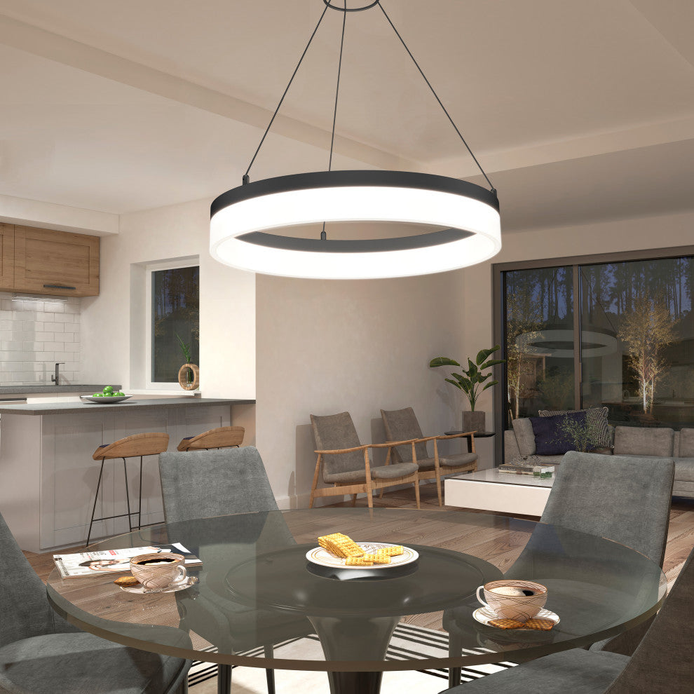 Artika Optical Ring LED Pendant Ceiling Light, Black - Multiple CCT