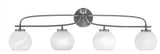 Cavella 4 Light Bath Bar, Graphite Finish, 5.75" White Marble Glass