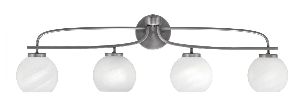 Cavella 4 Light Bath Bar, Graphite Finish, 5.75" White Marble Glass