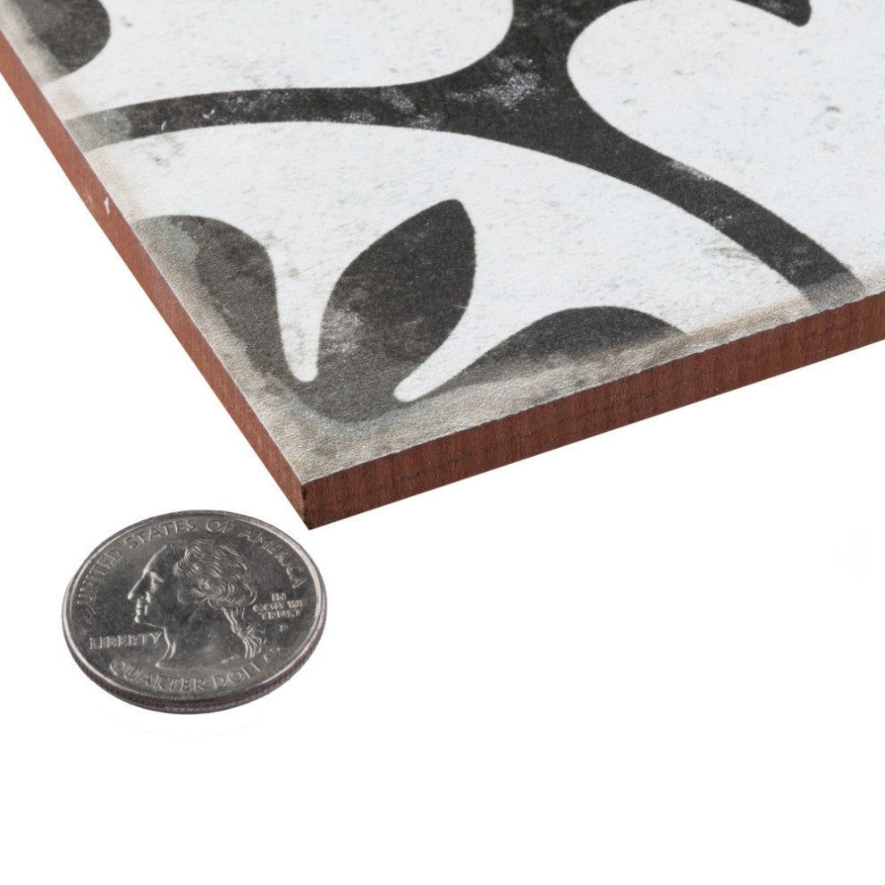 Kings Ornate Nero Ceramic Floor and Wall Tile Sample