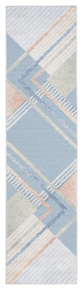 Safavieh Sarasota Collection SAR102 Indoor-Outdoor Rug, Blue/Light Green, 2'3"x9'