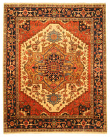 Hand-Knotted Wool Ivory Traditional Oriental Serapi Rug, 8' X 10'